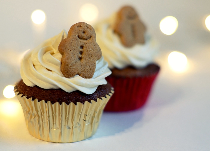 Gingerbread Cupcakes recipe from Baking with Granny. Festive spiced little cakes, topped with cinnamon caramel buttercream.