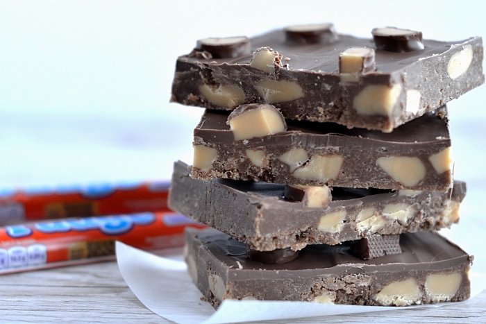 Fudge Slice recipe from Baking with Granny. Delicious, easy tray bake recipe using Cadburys Fudge fingers.