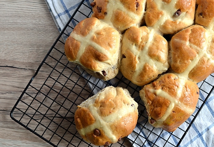 Chocolate Chip Hot Cross Buns