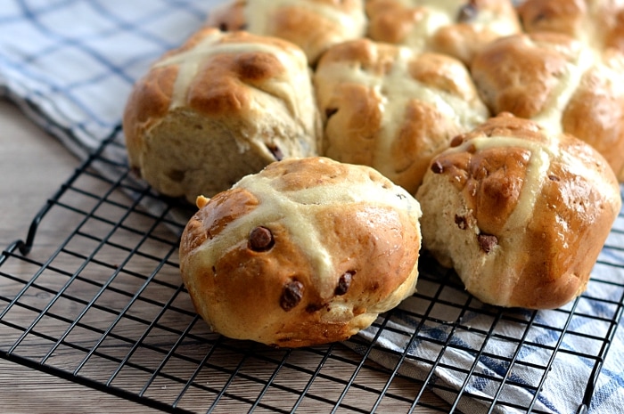 Chocolate Chip Hot Cross Buns