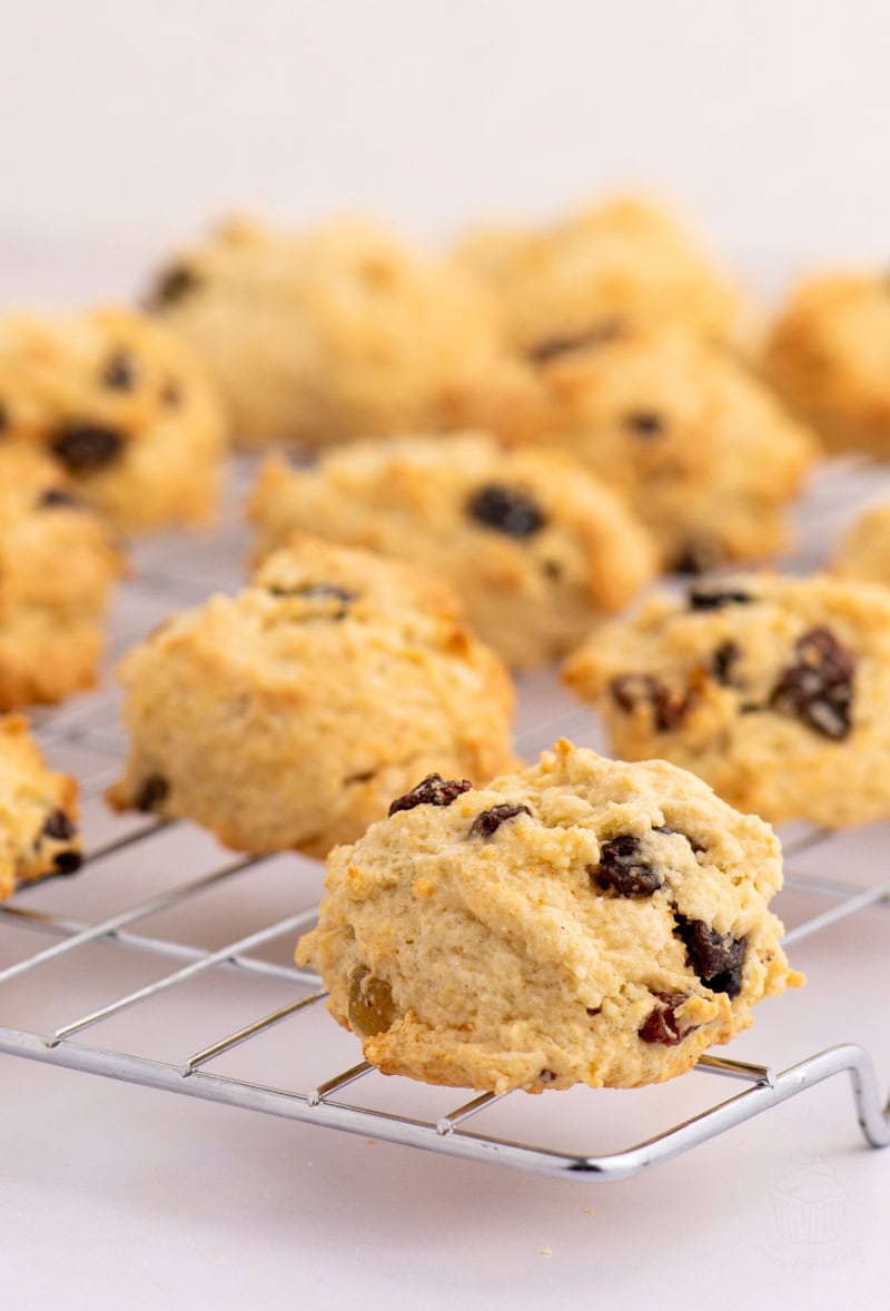 Batch of traditional Scottish Rock Cakes cooling on a wire rack.