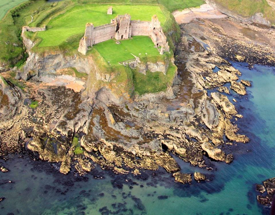 Tantallon Castle from the air, as taken by Pat Morris