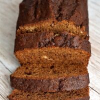 Gingerbread loaf recipe from Baking with Granny. Sliced loaf, made with ground ginger, treacle and golden syrup.