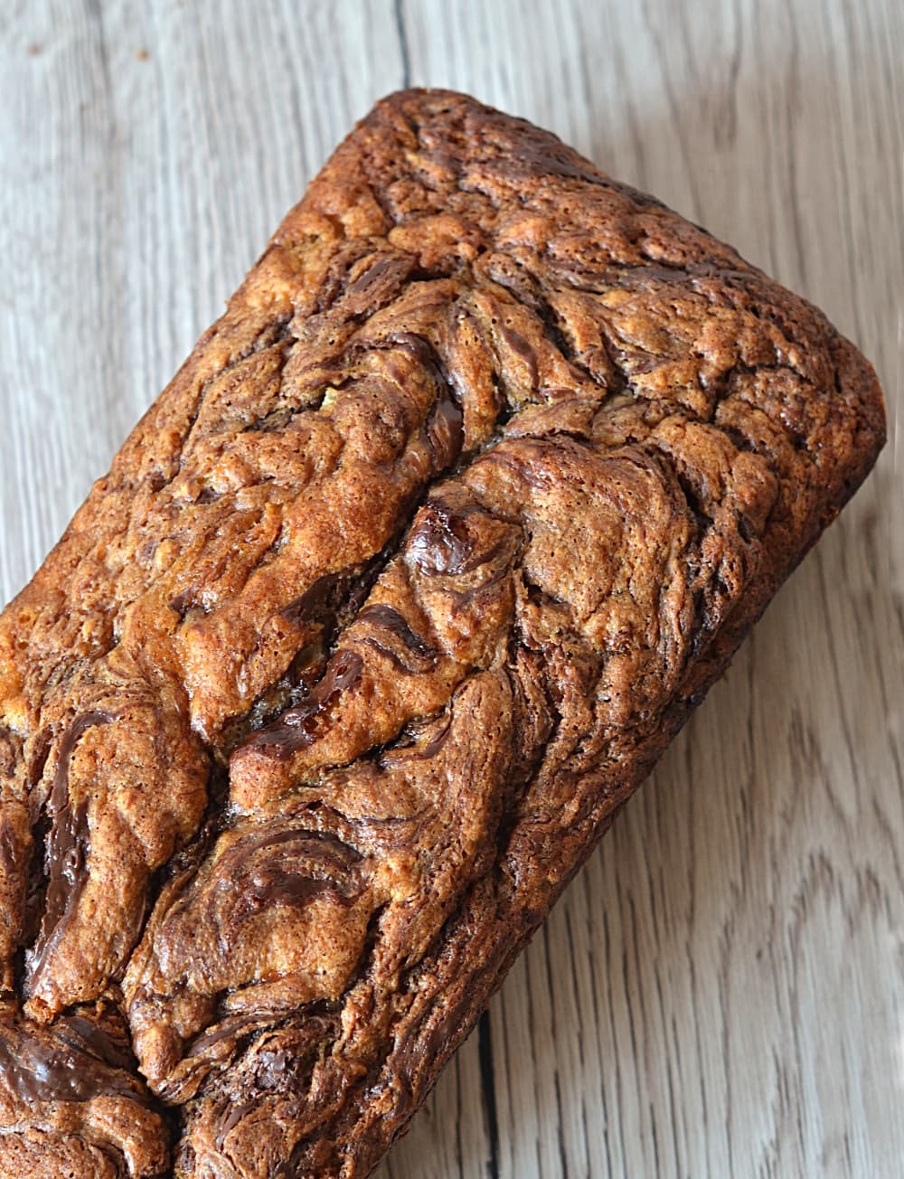 Banana Nutella Loaf recipe from Baking with Granny. Sweet banana bread swirled with nutella. The perfect mid-morning snack.