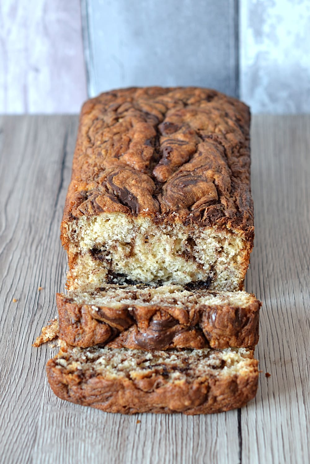 Banana Nutella loaf recipe from Baking with Granny. Sweet banana bread swirled with nutella. The perfect mid-morning snack.
