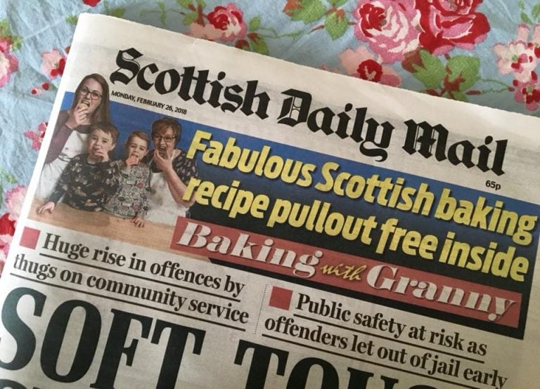 Baking with Granny feature in the Scottish Daily Mail newspaper.