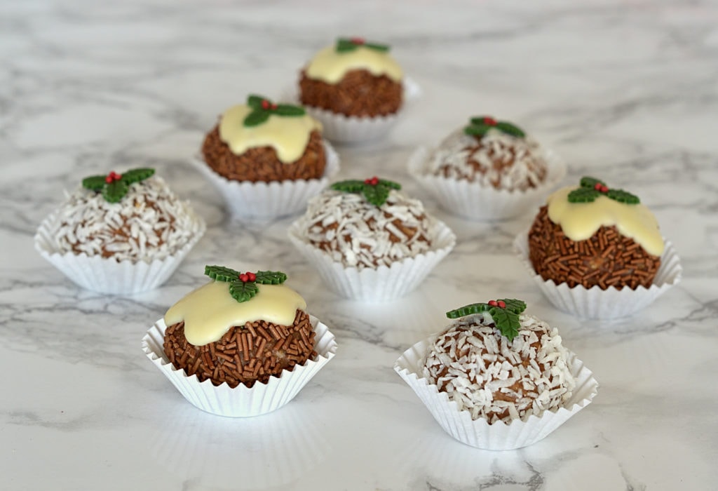 Christmas pudding truffles from Baking with Granny. As seen at Foodies Festival in Edinburgh 2018.