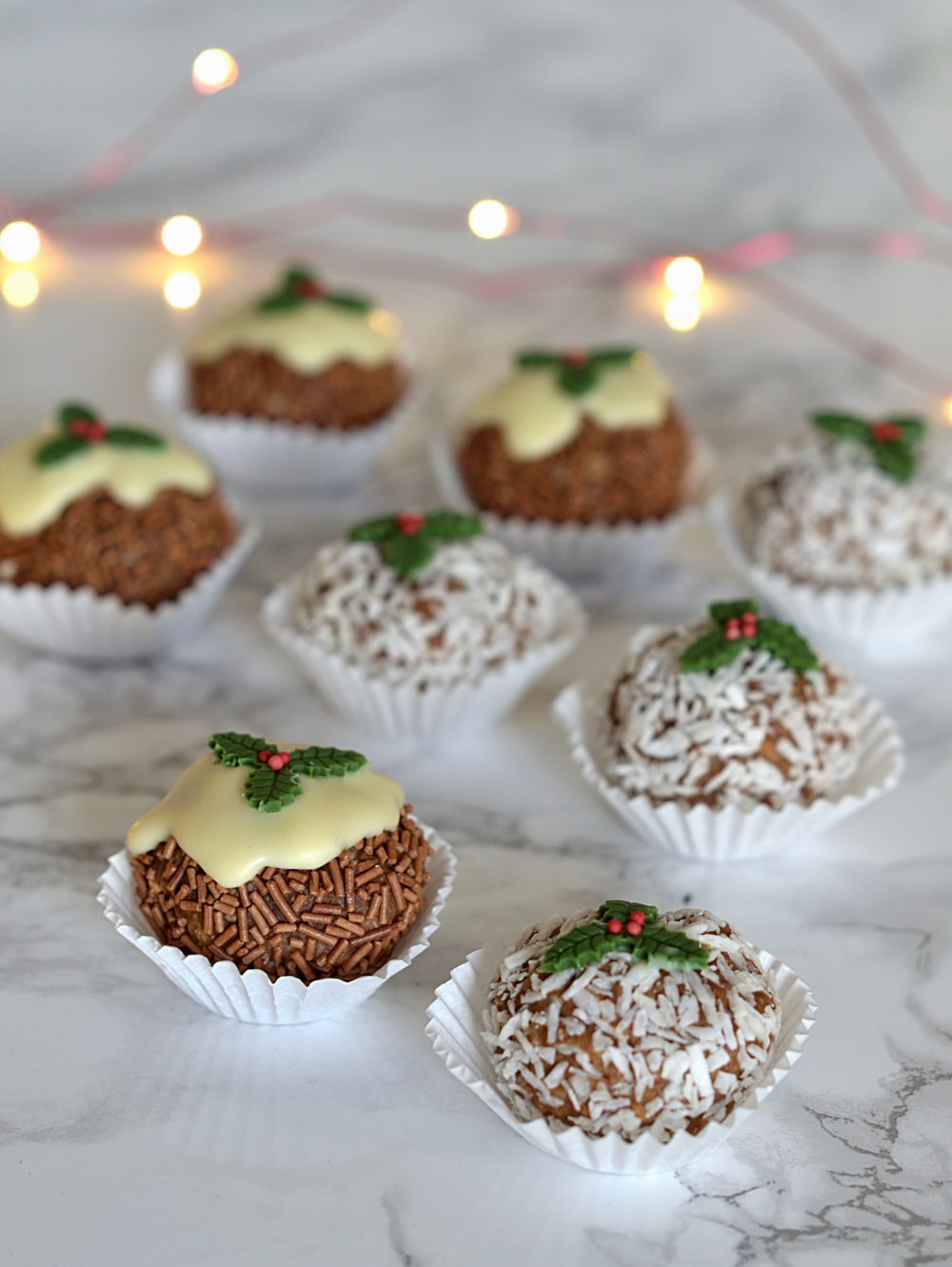Christmas Truffles recipe from Baking with Granny. Easy to make homemade Christmas pudding chocolate truffles, made with digestive biscuits and condensed milk.