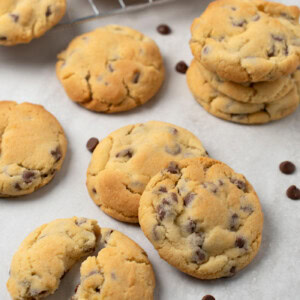 Chocolate Chip cookies from Baking with Granny. Easy cookie recipe, using golden syrup and milk chocolate chips.