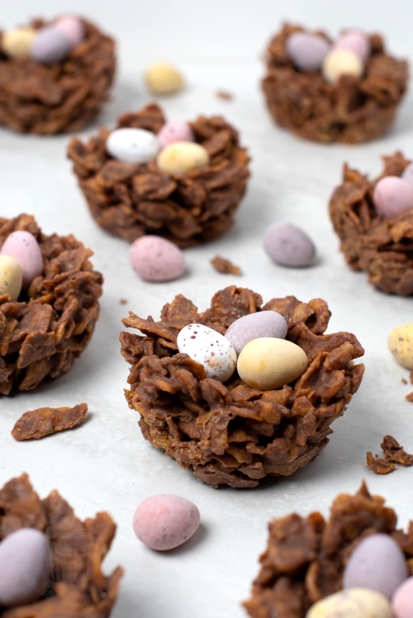 Chocolate Easter Nests recipe from Baking with Granny. Made with cornflakes, milk chocolate and mini eggs.