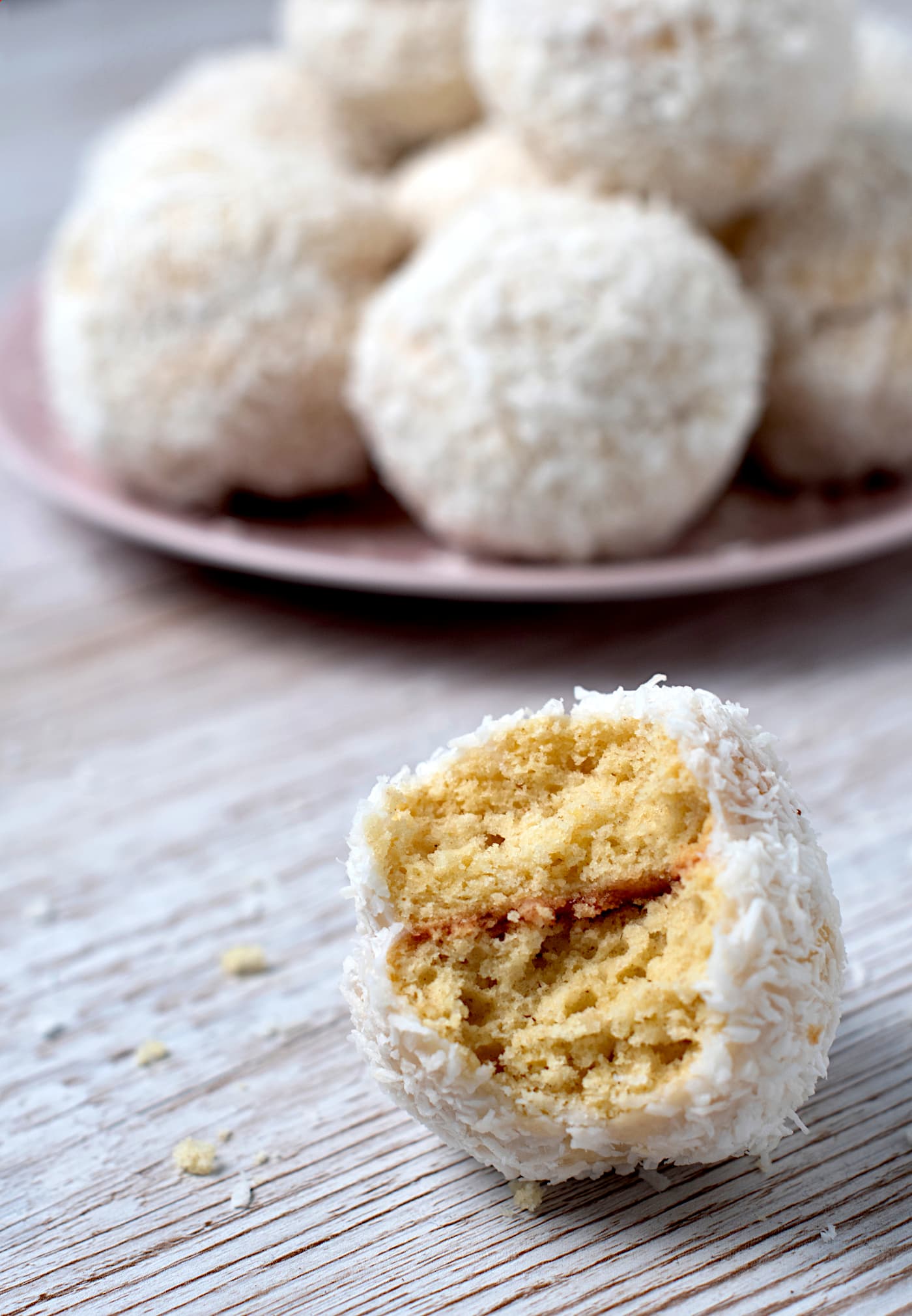 Scottish Snowballs recipe from Baking with Granny. Little buns, filled with jam and rolled in coconut. Traditional recipe from Scotland