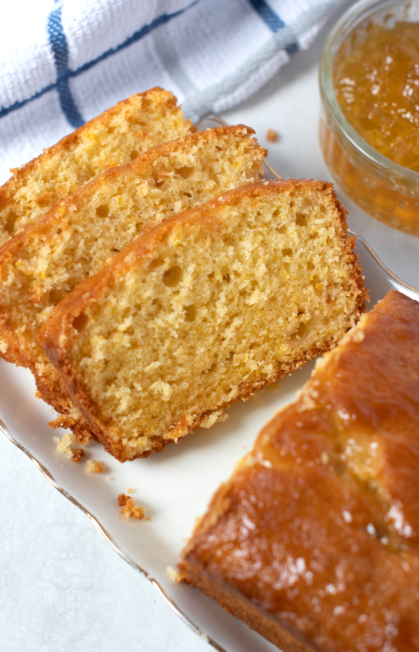 Slices of marmalade cake, made to the recipe by Baking with Granny.