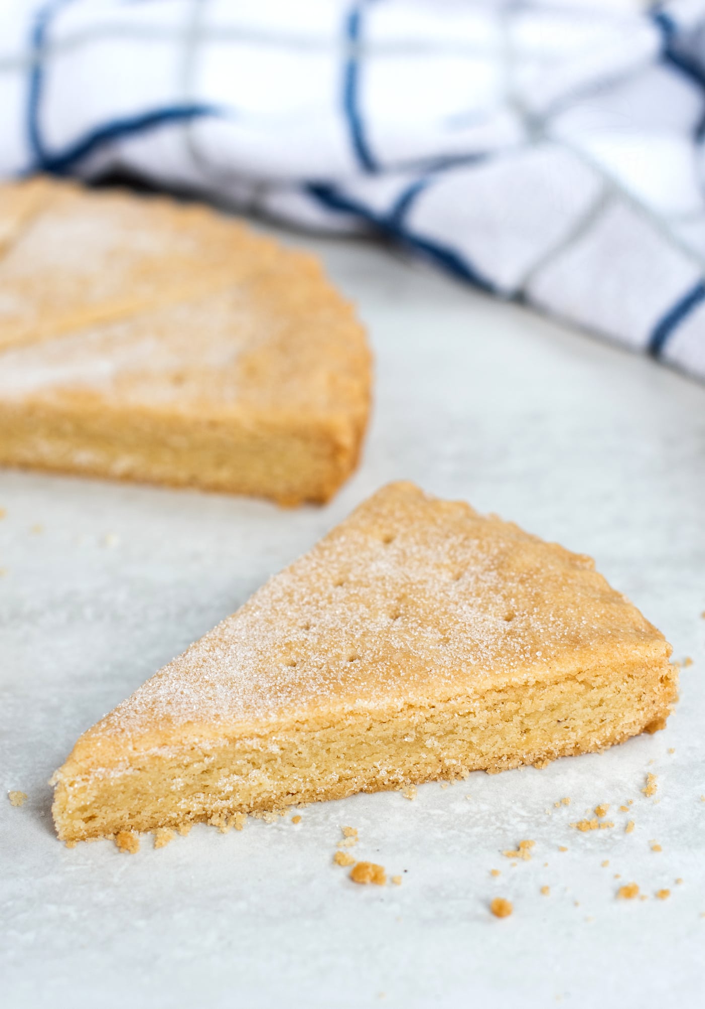 Petticoat Tail Shortbread cookies, cut into triangles and dusted with sugar.